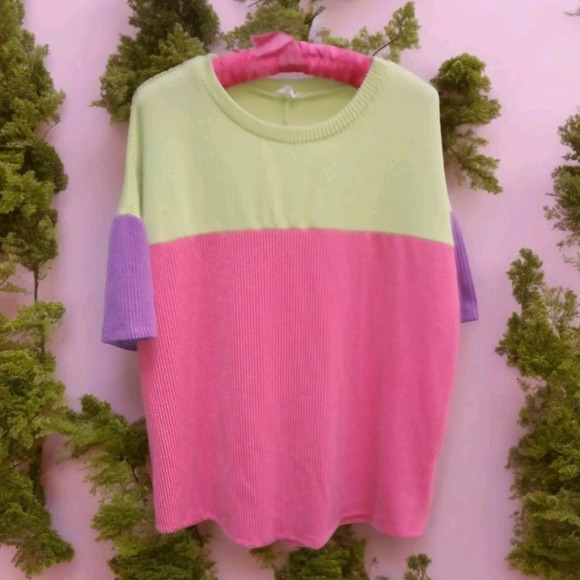 Bloch Tops - Lovely Melody Color Block Pink Shirt Size Xl